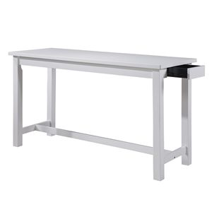 Set da Pranzo Casual 4 Pezzi: Tavolo Alto con Finitura Bianca, Porte USB e Prese di Corrente Integrate, 3 Sgabelli e Cassetto - Product Image 6