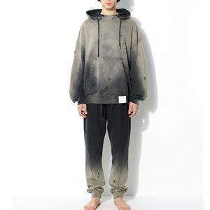 Ensemble de survêtement personnalisé effet délavé pour homme, style vintage, sweat à capuche et pantalon de jogging, deux pièces - Product Image 1
