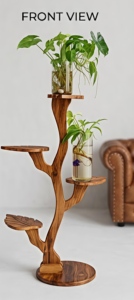 Soporte de Madera Tallado a Mano para Plantas, Exhibidor Rústico de Interior con Forma de Árbol para Plantas Verdes, Decoración del Hogar - Product Image 2