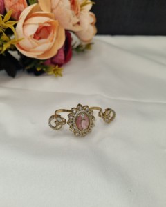 Lucentarts Élégante Bague Double de Mariage et de Fête à Coupe Ovale Florale, avec Base en Laiton Plaqué Or Antique, pour Femme, Vente en Gros - Product Image 5