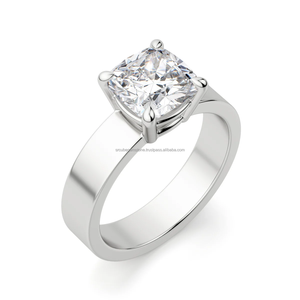 คลาสสิกที่ขายดีที่สุดการออกแบบเบาะ Moissanite ตัดสีขาว Moissanite หมั้นและแหวนแต่งงาน - Product Image 4