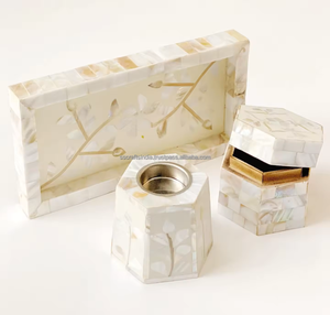 Blanc Mère Perle 2024 À La Main Religieux Brûleur D'encens Ensemble MOP Floral Incrustation Bakhoor Cadeaux Arabe Eid Mubarak Ramadan - Product Image 4