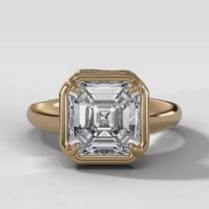 Anillo de compromiso para mujer chapado en oro y plata de ley 925, anillo de boda minimalista de moissanita de corte brillante redondo - Product Image 4