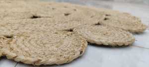 Tapis rond en jute tressé à la main de style bohème, tapis rond en fibres naturelles, décoration rustique chic pour la maison - Product Image 5