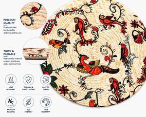 Multicolor Bird Print <b>Round</b> Table <b>Placemat</b> for Home Furnishing Kitchen and Dining Accessories - Product Image 5