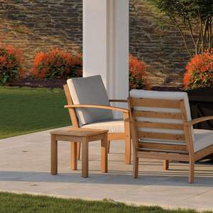 Modern Square Teak Wood Outdoor Side <b>Table</b> Weather Resistant Leg Base Eco-Friendly Portable Kitchen & Warehouse Use - Product Image 3