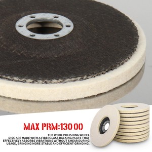 <span class=keywords><strong>Disco</strong></span> de Pulido de Fieltro 100% Lana, Herramienta Abrasiva de 115mm/125mm para Pulir Vidrio, Piedra y Metal - Product Image 4