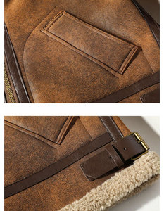 Veste en cuir pour homme automne-hiver 2026, marque haut de gamme, doublure en velours épais, style streetwear, grande taille, kaki, manteaux en PU pour homme, 5XL - Product Image 5