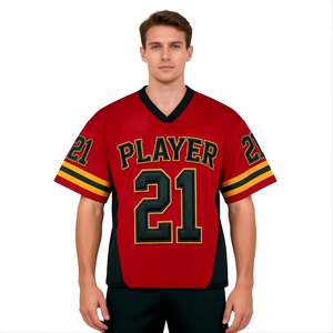 Camisetas de Fútbol Sublimadas Personalizadas 100% Algodón para Hombre, Uniformes Deportivos, Transpirables, de Secado Rápido, Cuello en V, Conjuntos con Nombre y Números del Equipo - Product Image 1