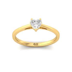 Anillo de Compromiso Solitario con Diamante Cultivado en Laboratorio, Corte Corazón, Plata de Ley 925, Acabado Chapado en Oro de 10K, Estilo Lujoso para Mujer, Boda - Product Image 1