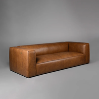 Canapé 3 places en cuir rectangulaire de style moderne simple, de haute qualité et écologique pour la maison, l'hôtel, le restaurant, le salon