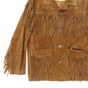 Men Women Vintage <b>Suede</b> Leather <b>Jacket</b> With Fringes Premium Western Style OEM - Product Image 3