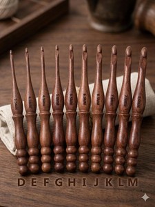 Ganchos de Crochet de Madera Hechos a Mano, Duraderos, con Cuentas de Resina Morada de 3.5mm-6mm, Accesorio de Costura, Manualidades DIY, Arte Popular - Product Image 3