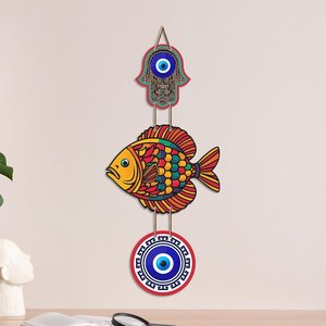 Decoración de Pared con Forma de Pez en MDF Multicolor con Protección Contra el Mal de Ojo para la Entrada del Hogar, Decoración Vastu - Product Image 3
