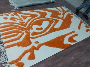 Alfombra de lana anudada a mano estilo marroquí, alfombra de bucle para decoración de sala de estar y dormitorio - Product Image 4