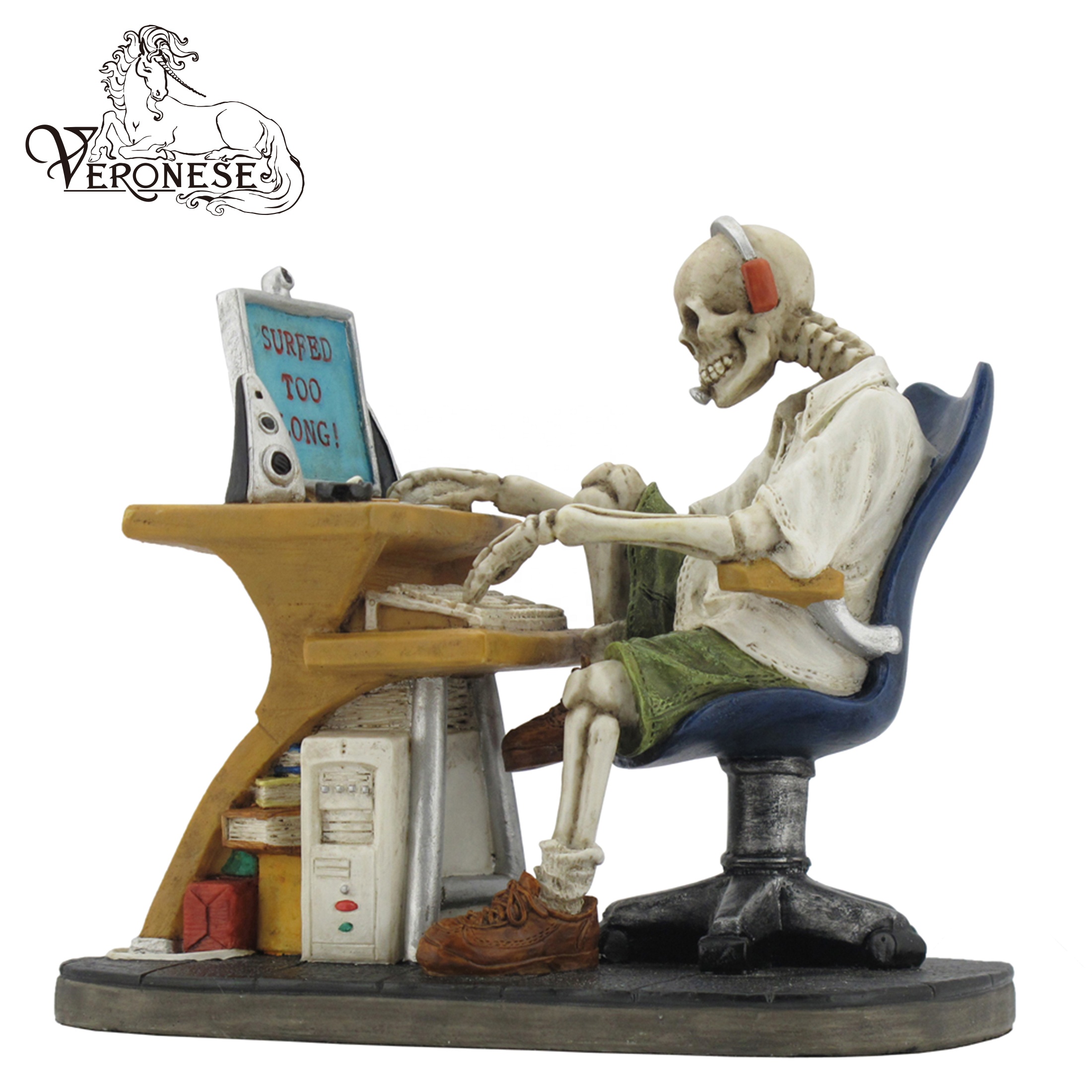 Veronese Design Skeleton Sitting Holding Knee Figurine - Hand