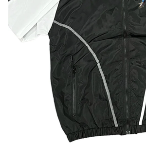 Branded <b>Black</b> Hooded <b>Windbreaker</b> Tracksuit Embroidery Full Sleeve Zipper Front Side Pockets Autumn Sporty Style Adult Wear - Product Image 3