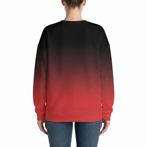 Sweat-shirt en molleton dégradé bicolore pour femme, col rond, manches longues, en coton, décontracté, pour l'hiver, vente en gros - Product Image 6