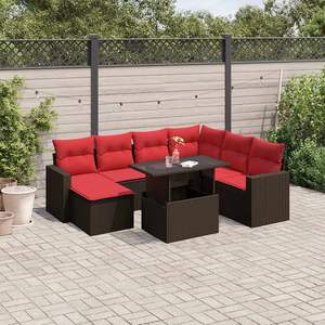 Juego de sofás de jardín de ratán sintético marrón de 8 piezas con cojines, muebles de patio - Product Image 1