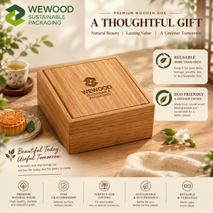 Caja de Regalo Premium de Madera para Pasteles Lunares con Compartimentos Personalizados |   Embalaje de Madera Reutilizable y Ecológico - Product Image 5