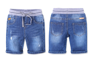 Shorts en jean décontractés pour garçons avec cordon de serrage à la taille, shorts en coton bleu délavé pour l'été - Product Image 4