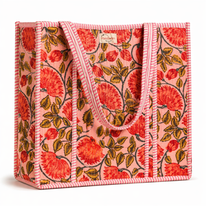 กระเป๋าถือผ้าฝ้ายลายดอกไม้สีชมพูทันสมัย  ขนาดใหญ่ จุของได้เยอะ เหมาะสำหรับผู้หญิง  รักษ์โลก ใช้ได้ทุกวัน - Product Image 2