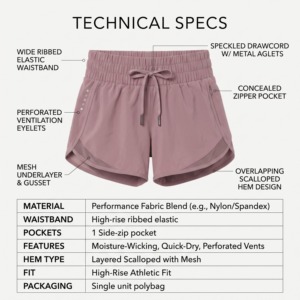 Shorts Deportivos de Secado Rápido para Mujer al por Mayor con Detalles de Malla, Shorts para Correr, Gimnasio y Fitness, Ropa Deportiva con Logotipo Personalizado OEM - Product Image 4