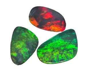 Quality Natural White Ethiopian Opal Cabochon With Multi Fire Loose Gemstone