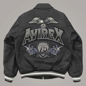 Avirex Aviator King 75 <b>Sheepskin</b> Leather Bomber <b>Jacket</b> for Men - Product Image 2