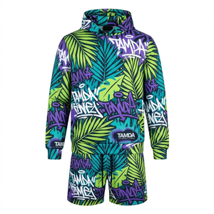 Ensemble veste et short en nylon imperméable personnalisé – Coupe-vent léger |   Ensemble de survêtement d'été avec sweat à capuche et short - Product Image 1