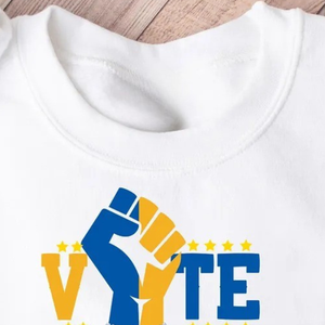 Sudadera blanca con estampado gráfico de la hermandad griega ΣΓΡ VOTE para mujer, cuello redondo, manga larga, estilo pullover, ropa universitaria personalizada - Product Image 6
