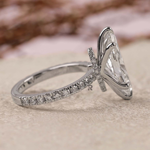 Anillo de Compromiso para Mujer con Diamante Cultivado en Laboratorio, Corte Marquesa, Halo Oculto, Oro de 10K, 14K, 18K, 1CT, 2CT, 3CT, 4CT, 5CT, Color D, VVS2, Certificado IGI - Product Image 3