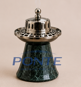 Handcrafted Natural Marble Incense Burner With Metallic Censer Cover Premium Dhoop Dani For Meditation & Aromatherapy Censer - Product Image 3
