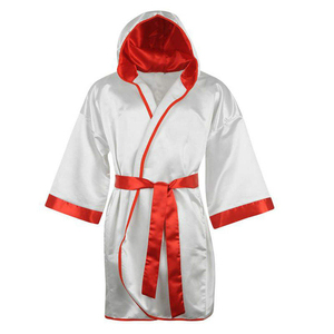 Robe de boxe personnalisée pour équipe de combat, en satin de haute qualité, à capuche, tenue d'entrée durable pour événements de boxe - Product Image 3