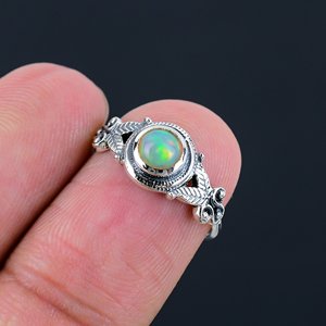 925 Sterling <b>Silver</b> <b>Ring</b> Women's <b>Ring</b> Natural Ethiopian <b>Opal</b> Gemstone October Birthstone Valentine Gift Solitaire <b>Ring</b> Jewelry - Product Image 5