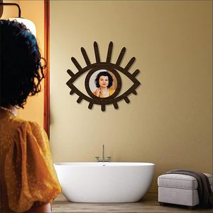 Miroir mural en forme d'œil, miroir décoratif en bois, décoration murale bohème moderne pour salon, chambre à coucher - Product Image 2