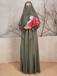 Abaya vert olive pour femme, longue, coupe ample, manches longues, couleur unie, ourlet asymétrique, style Moyen-Orient, tenue de prière - Product Image 4