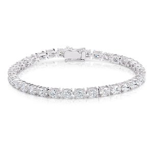 Bracelet tennis ovale en or 14K plaqué rhodium, certifié IGI, de luxe, haute caratage, design chaîne de mariage, pour femme - Product Image 1