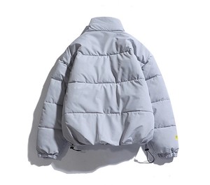 Veste matelassée unisexe à col montant, manches longues, fermeture éclair, couleur unie, veste d'hiver chaude, épaisse, en polyester, rembourrée - Product Image 3