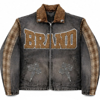 Ensemble veste et jean en denim gris personnalisé avec imprimé croix en strass et design à carreaux, survêtement unisexe