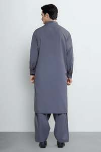 <b>Men's</b> Solid Color <b>Kurta</b> Pajama Set Ankle-Length Regular Fit Traditional Indian Pakistani Clothing Polyester Casual Wear For <b>Men</b> - Product Image 4