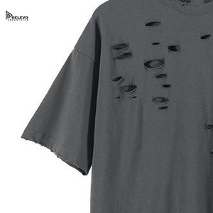 เสื้อยืดผู้ชายผ้าฝ้ายคุณภาพสูง 220 กรัม ทรงโอเวอร์ไซส์ สไตล์วินเทจ ลุคขาดๆ ซักแบบวินเทจ แห้งเร็ว ระบายอากาศได้ดี - Product Image 6