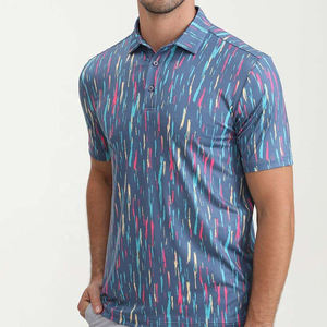 Camisetas de golf de poliéster para hombre, de alta calidad, con rayas, de secado rápido, sublimación personalizada, ODM, al por mayor. - Product Image 3