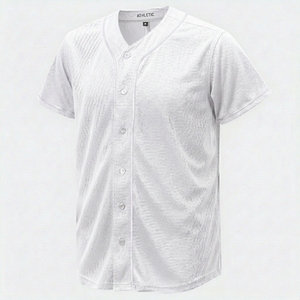 เสื้อเบสบอลคุณภาพสูง โพลีเอสเตอร์ 100% ปรับแต่งได้ตามต้องการ แขนสั้น คอวี ปักโลโก้ทีมตามสั่ง - Product Image 4