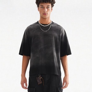 Camiseta de Manga Corta para Hombre con Cuello Redondo, Lavado Ácido, 100% Algodón, Secado Rápido, Ropa Deportiva de Verano, Tejido Ecológico - Product Image 1