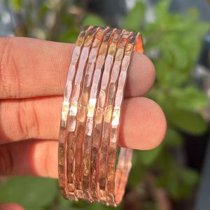 Handmade Thin Hammered Pure Copper Bangle <b>Bracelet</b> Solid Copper Metal Crafts Dainty <b>Stacking</b> Healing Jewelry For Women OEM Plat - Product Image 1