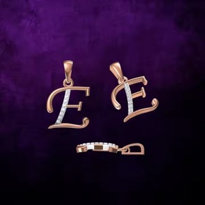 Elegant Gold Alphabet Pendant with Diamond Initial E Letter <b>Charm</b> Personalized Jewelry for Women Gift - Product Image 4