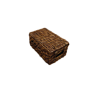 Caja de Almacenamiento Rectangular Tejida de Jacinto de Agua con Tapa, Diseño Clásico del Sudeste Asiático, Capacidad de 3-6L, Multifuncional para Ropa - Product Image 4
