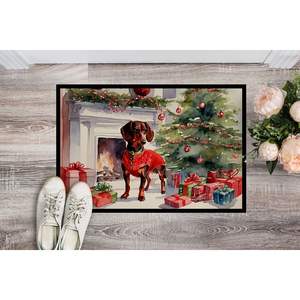 Felpudo de Navidad acogedor Dachshund antideslizante lavable de pila baja 24H X 36W para entrada interior y exterior para puerta Delantera - Product Image 2