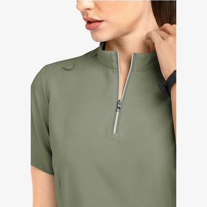 Blusa de Enfermería para Mujer, con Media Cremallera, Manga Corta, Tejido de Poliéster, Moda Verano, Blusa Sanitaria de Alta Calidad - Product Image 5